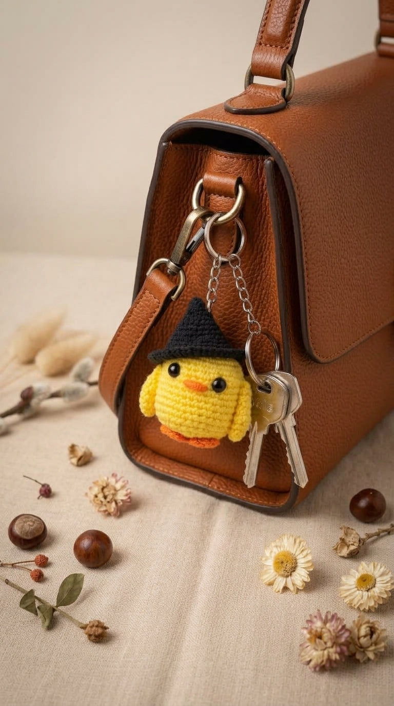 Llavero Pollito con Sombrero